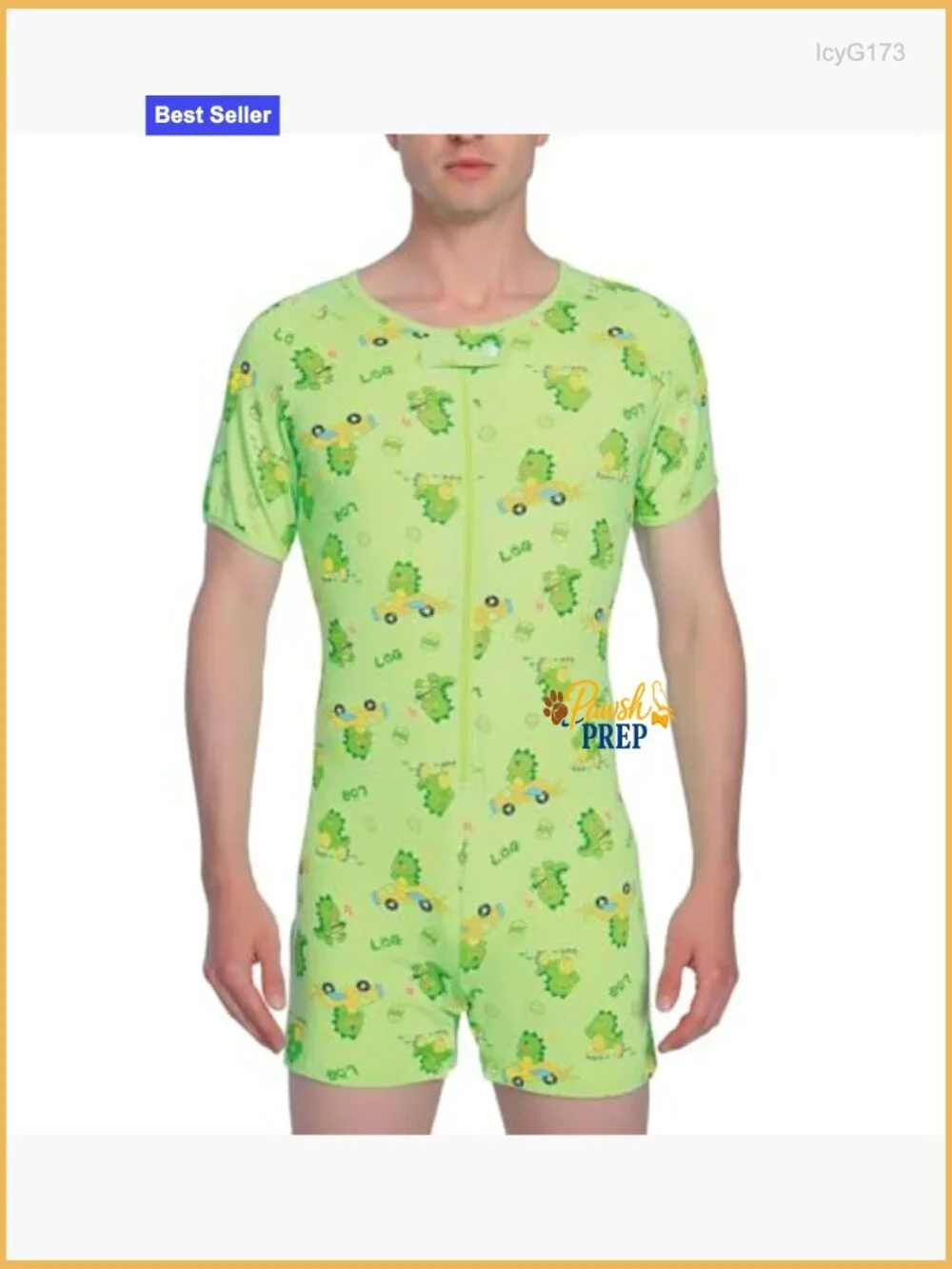 Men's Dinosaur Print Cotton Romper One-Piece Pajamas with Snap Crotch